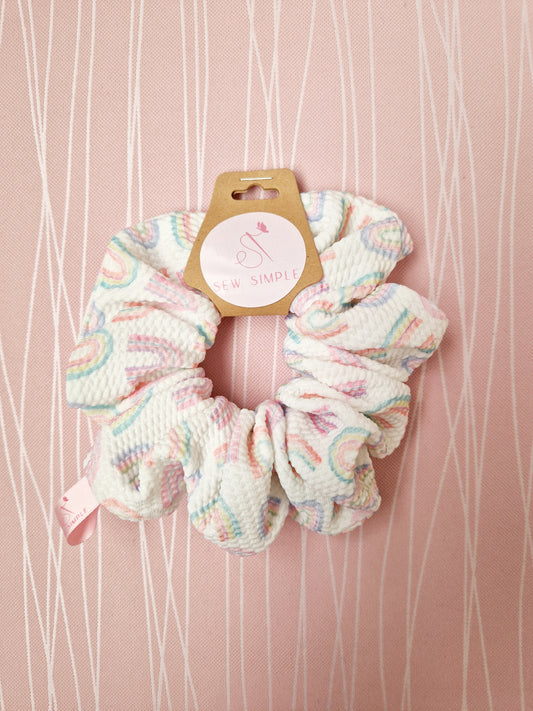 Pastel rainbows hair scrunchie medium