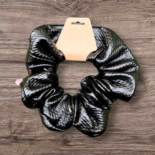 Medium Hair Scrunchie - Metallic Black