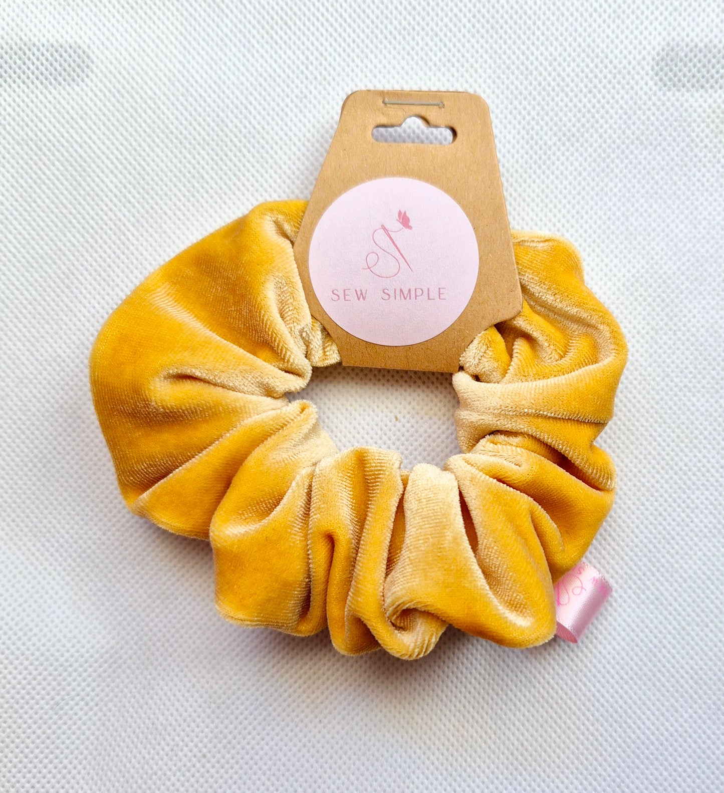 Velvet Mustard Gold Mini size hair scrunchie