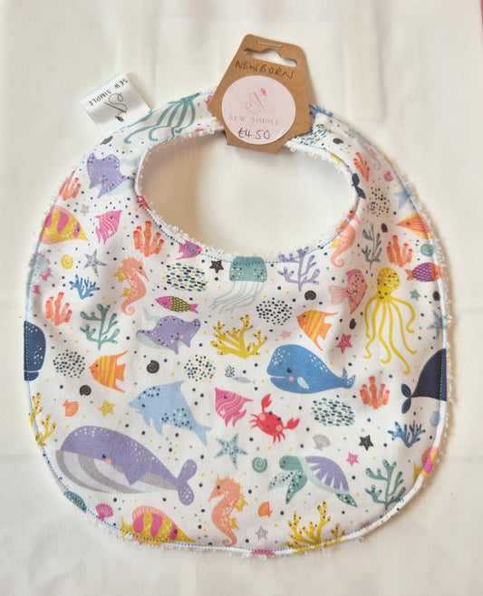 Handmade Baby Bib - 0-6 months - Under the sea theme
