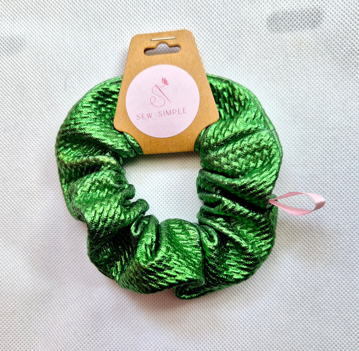 Metallic Green Mini size hair scrunchie