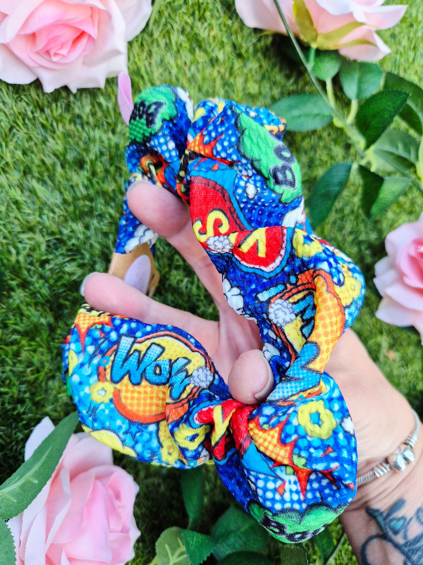 Superhero Quotes Print Medium Size Hair Scrunchie