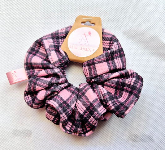 Pink Tartan Medium hair scrunchie