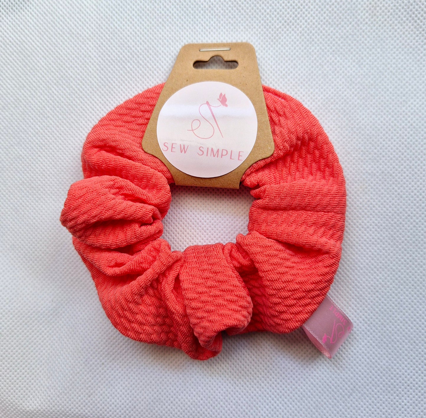 Bright Peachy Orange Mini size hair scrunchie