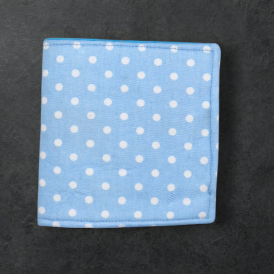 Fabric Card Holder Wallet - Blue/white polka dots