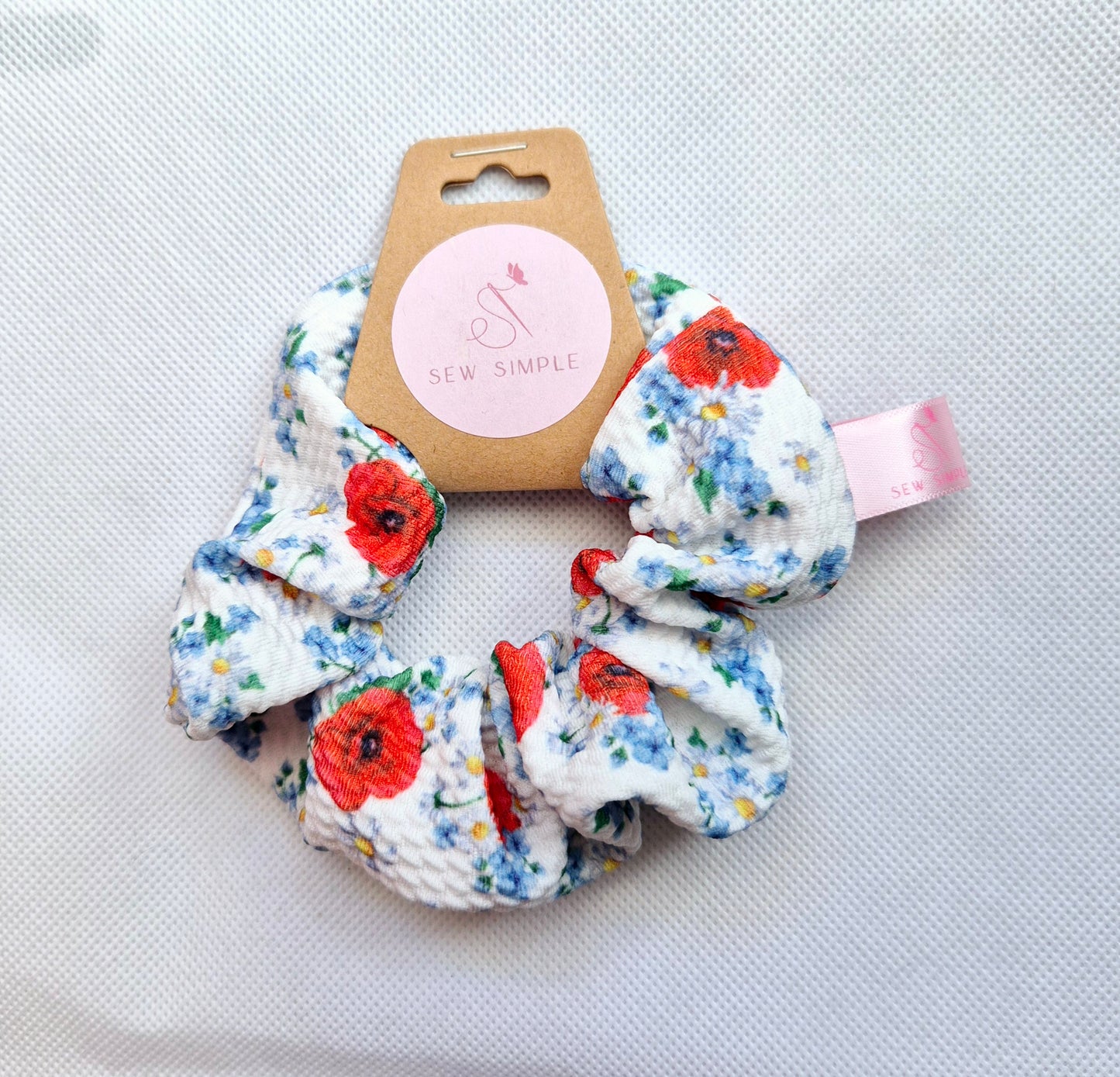 Poppies Mini size hair scrunchie