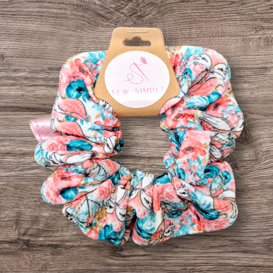 Medium Hair Scrunchie - Elegant and Floral Fox