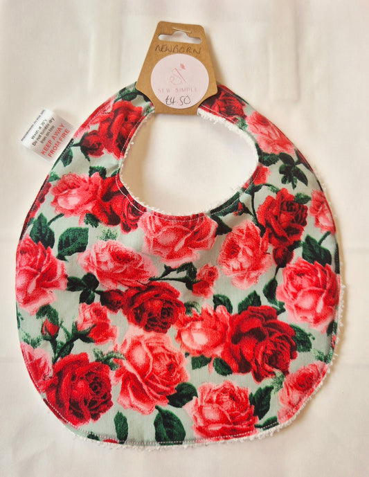 Handmade Baby Bib - Newborn - Roses design