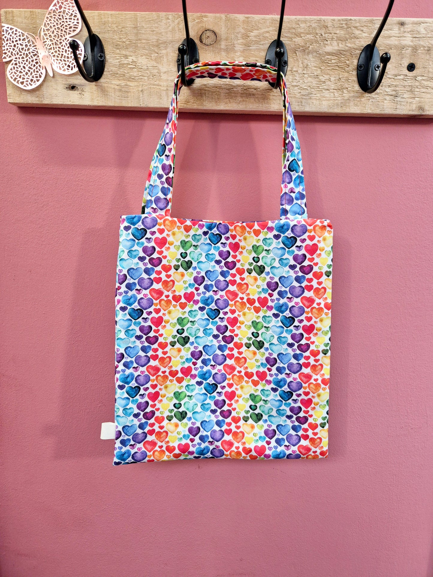 Rainbow Hearts Small tote bag