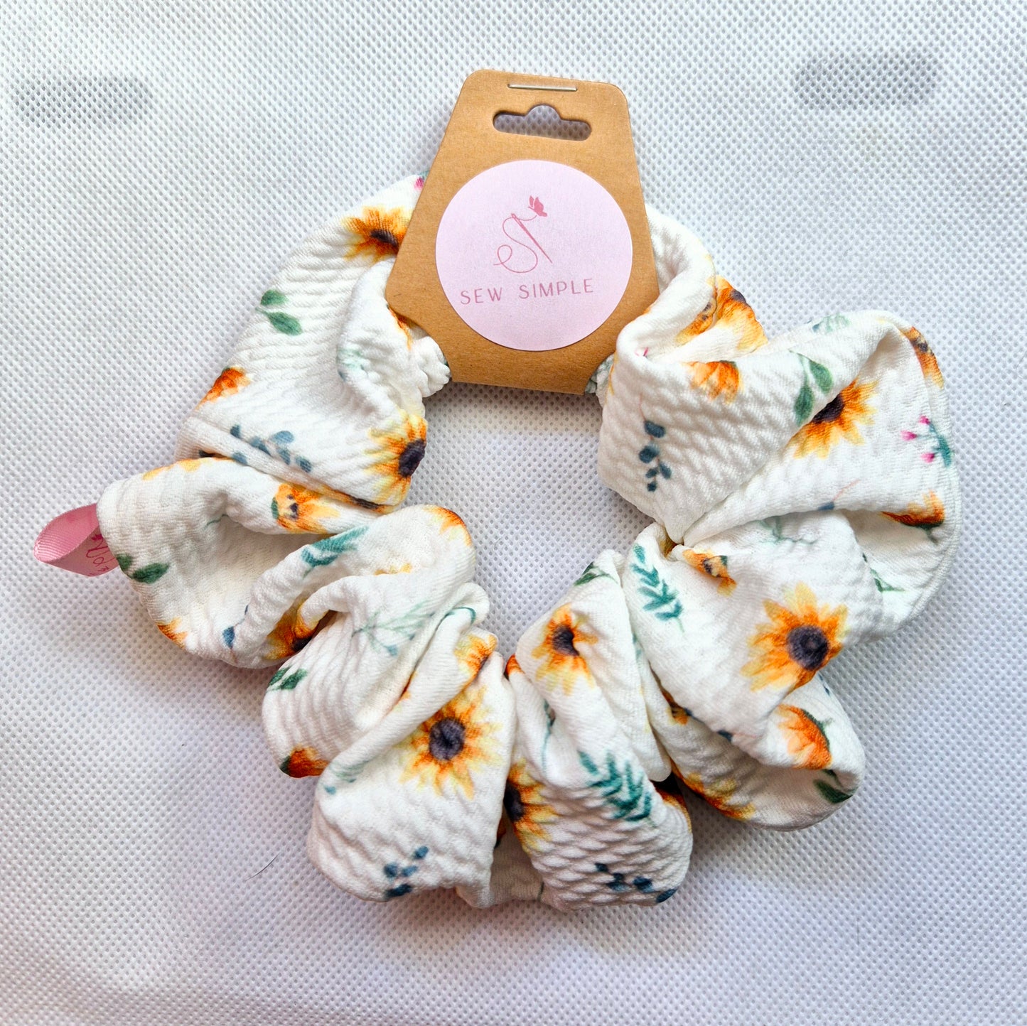 Sunflower print Medium hair scrunchie