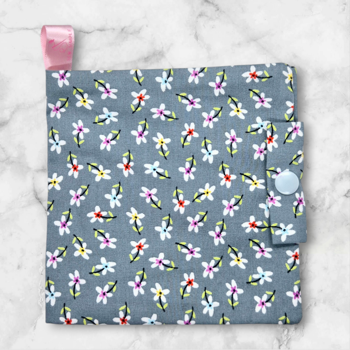 Sanitary/Wipes Travel Pouch - Grey Floral