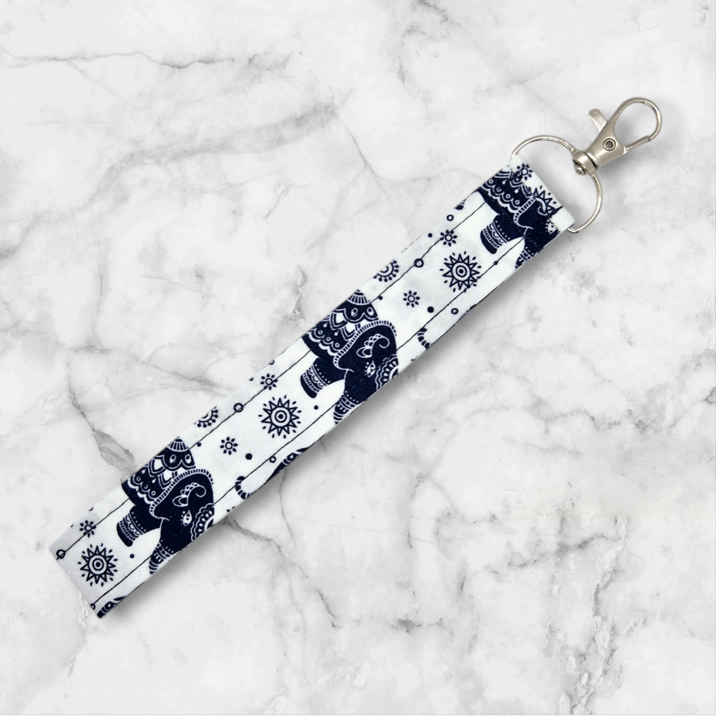 Handmade Wristlet Keychain - Elegant Elephants