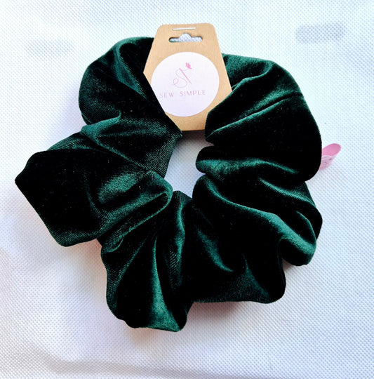 Velvet Emerald Green hair scrunchie - Large size