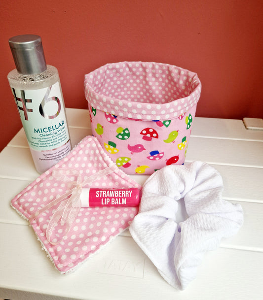 Handmade Mini Fabric Pamper Basket - Pink