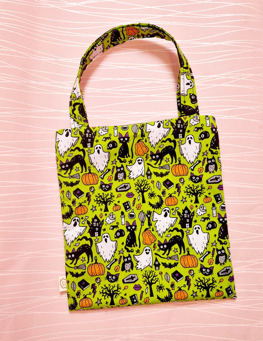 Trick or Treat! Halloween tote bag small green