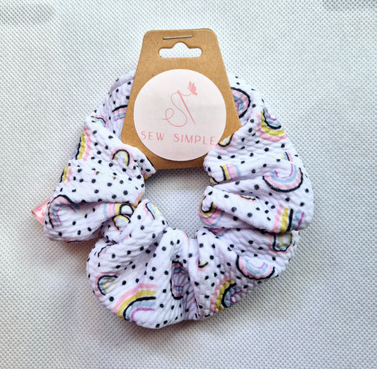 Rainbow Spots Mini size hair scrunchie