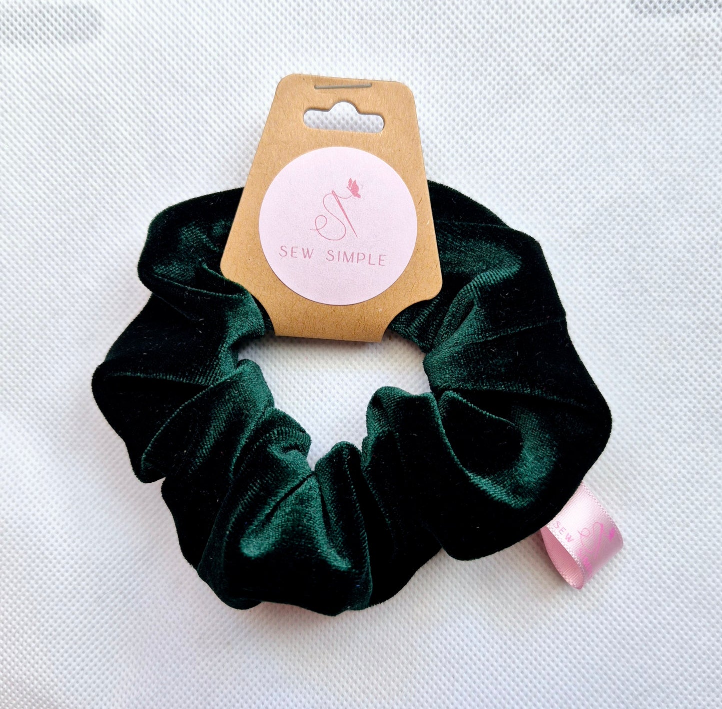 Velvet Emerald Green mini size hair scrunchie