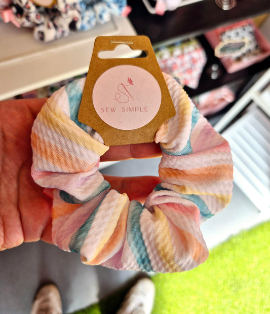 Rainbow Stripes Mini Size Hair Scrunchie