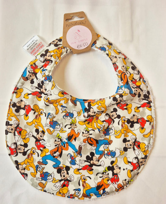 Handmade Baby Bib - Newborn - Mickey and friends