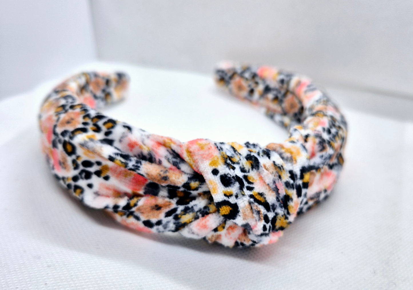 Floral Leopard Print topknot headband