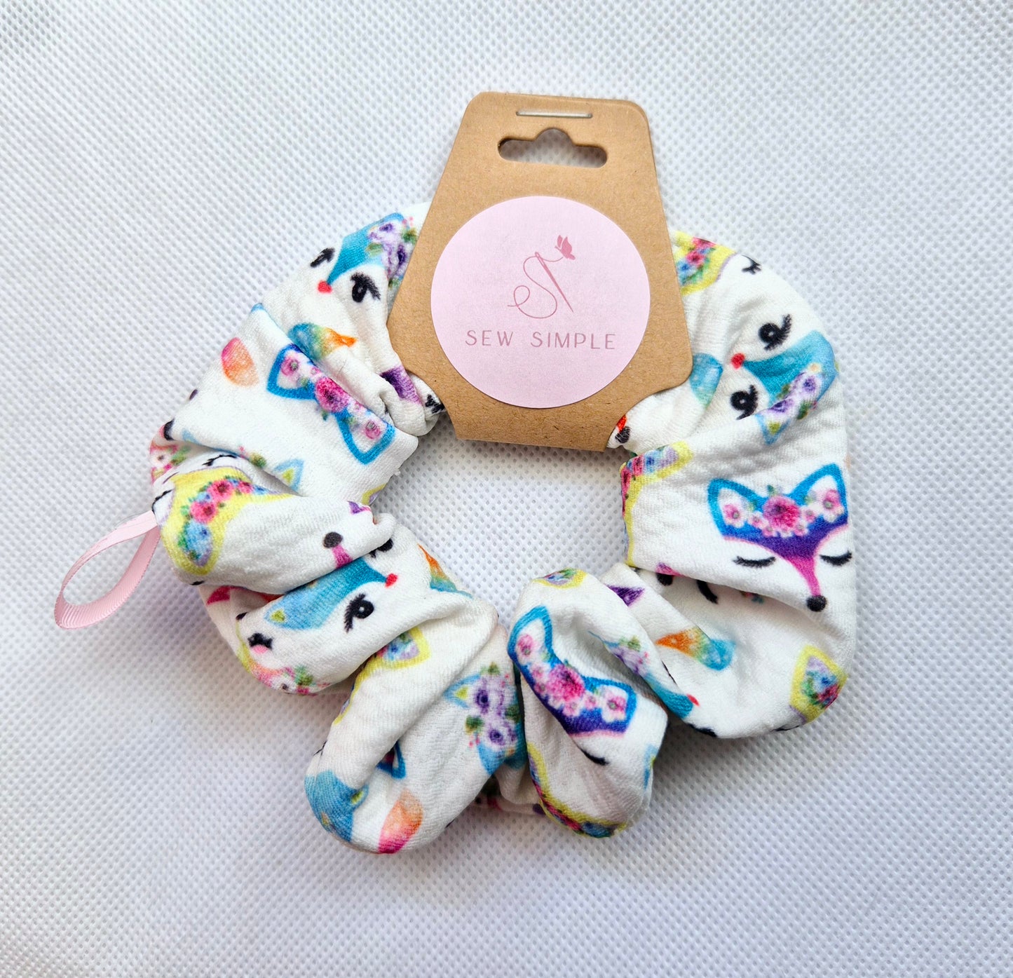 Colourful Foxes Mini size hair scrunchie