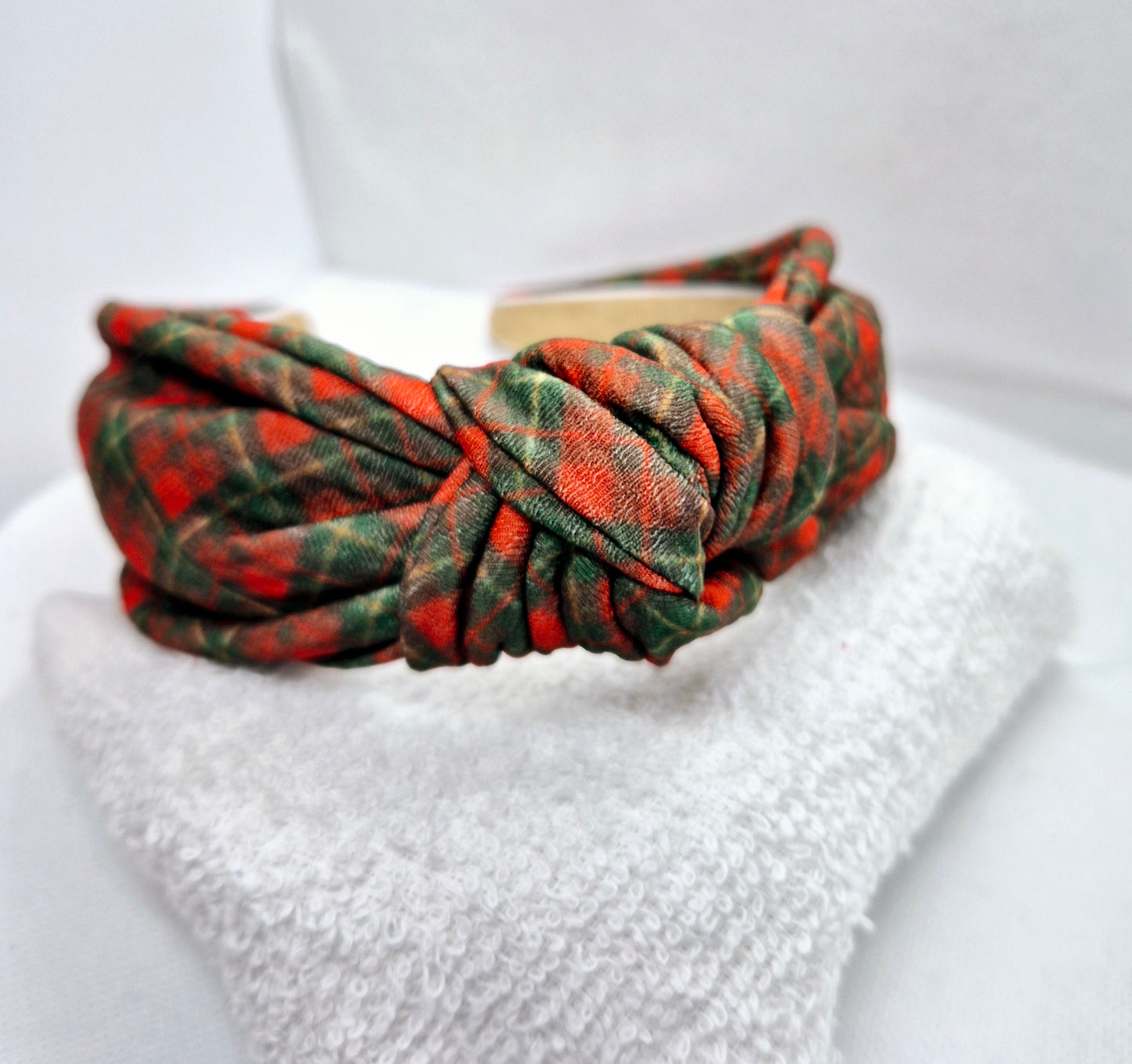 Green/Red Tartan topknot headband