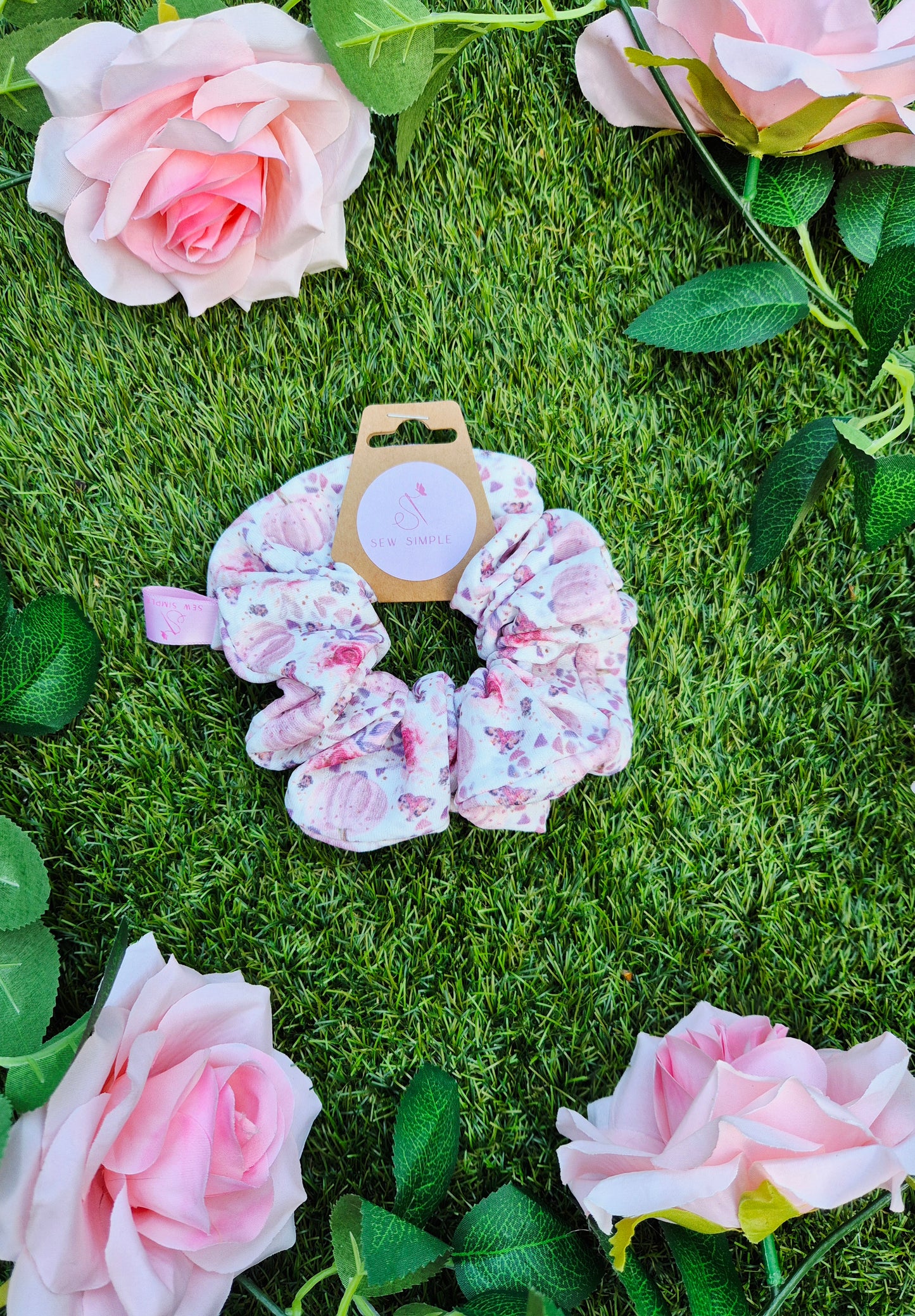 Perfectly Pink Pumpkins Medium Size Hair Scrunchie