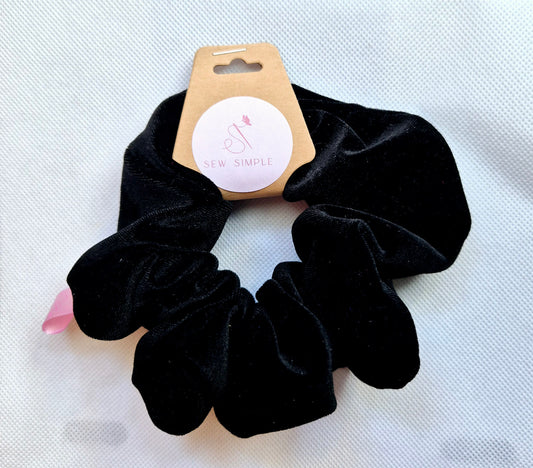 Velvet Black hair scrunchie - Medium size