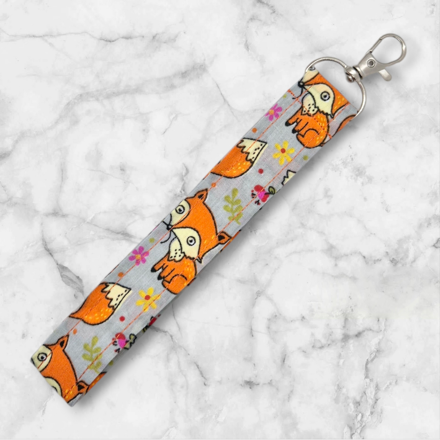 Handmade Wristlet Keychain - Fox print