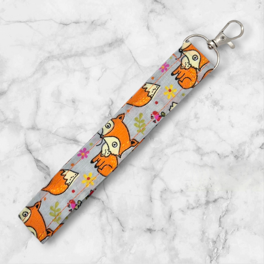 Handmade Wristlet Keychain - Fox print