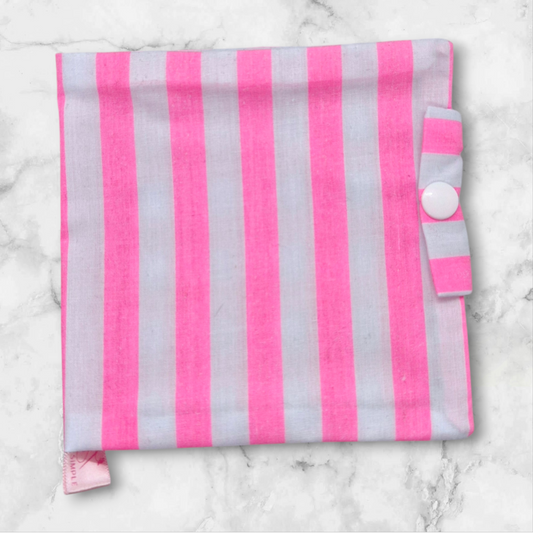 Sanitary/Wipes Travel Pouch - Pink/White Stripes