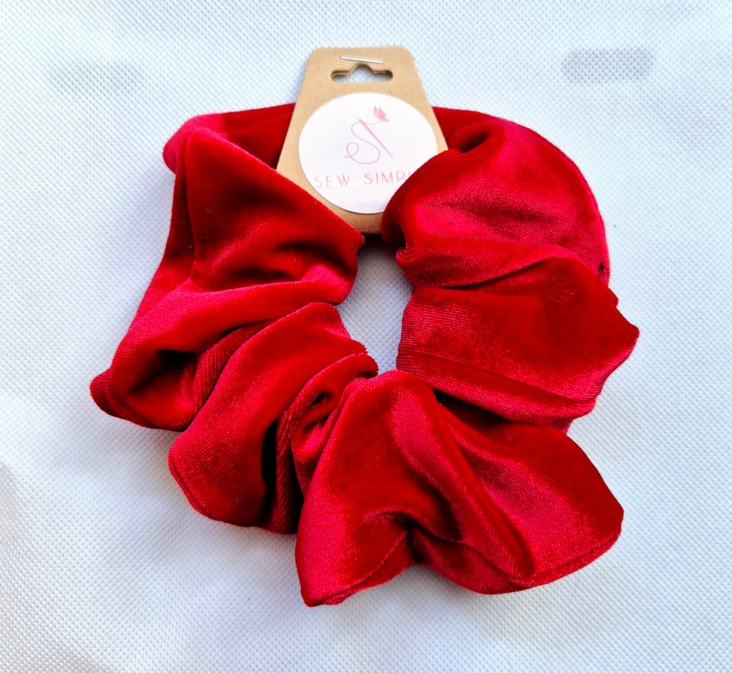 Velvet Red hair scrunchie - Large size