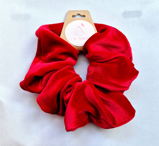 Velvet Red hair scrunchie - Large size