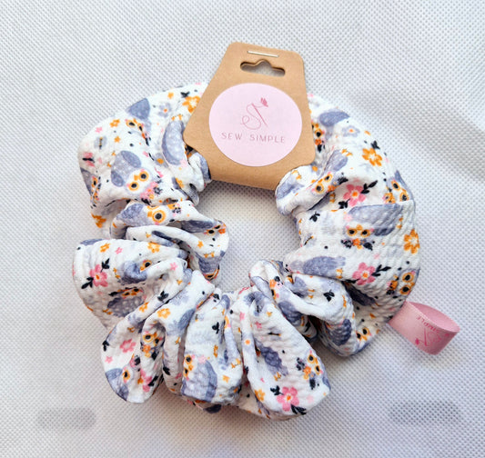 Owl themed Medium hair scrunchie