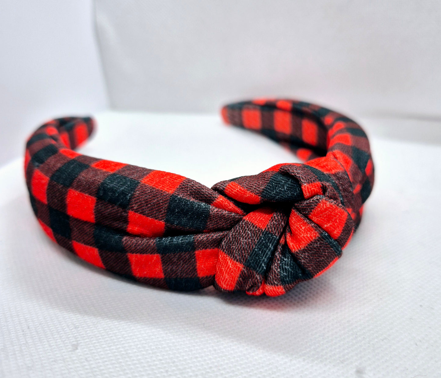 Red Tartan topknot headband