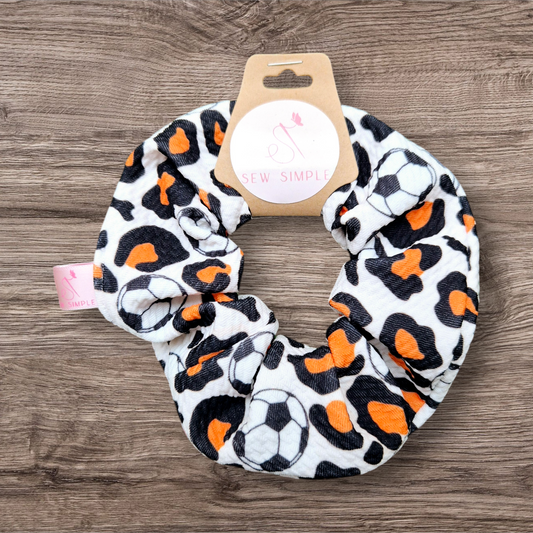 Medium Hair Scrunchie - Football Leopard Print