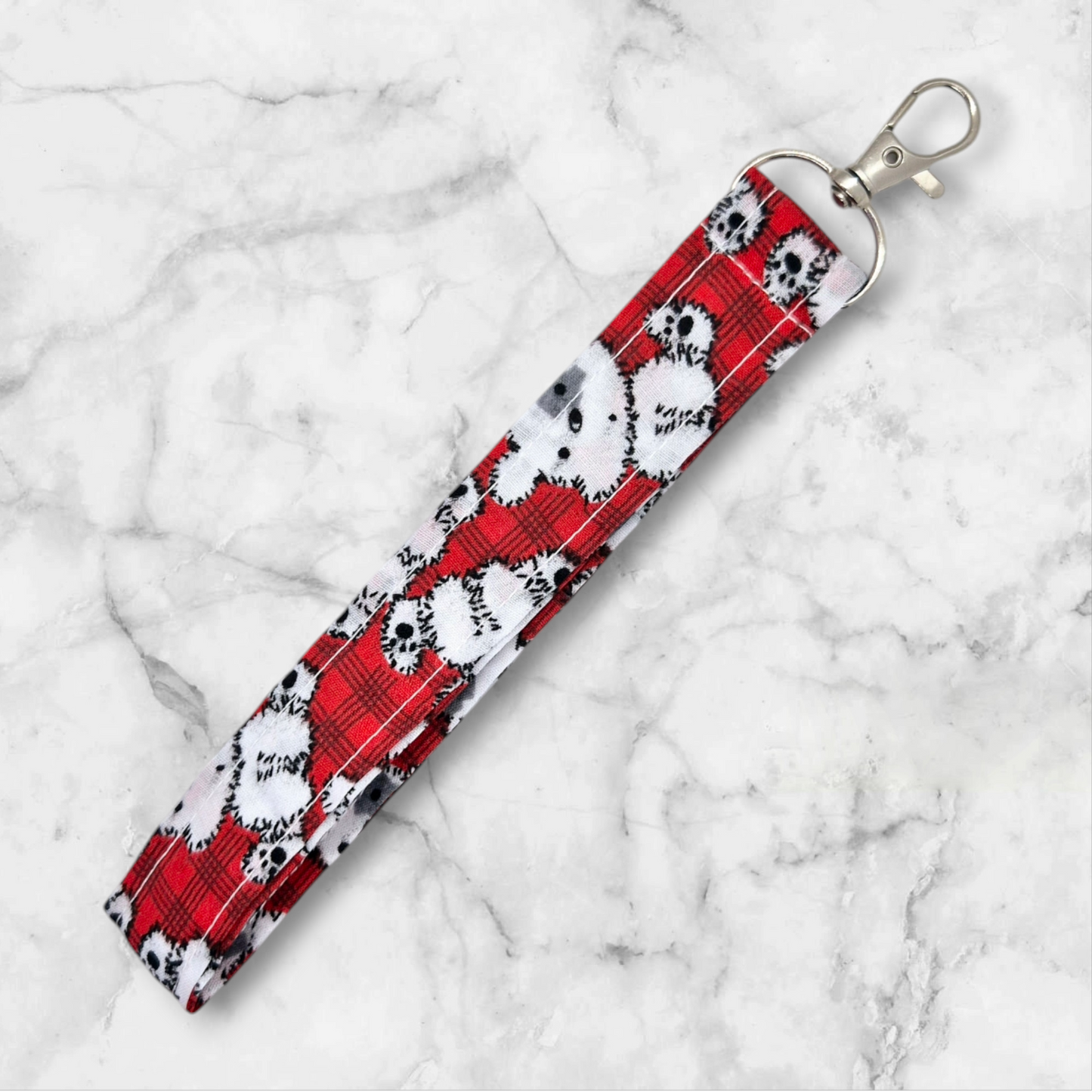 Handmade Wristlet Keychain - Patchwork Bear