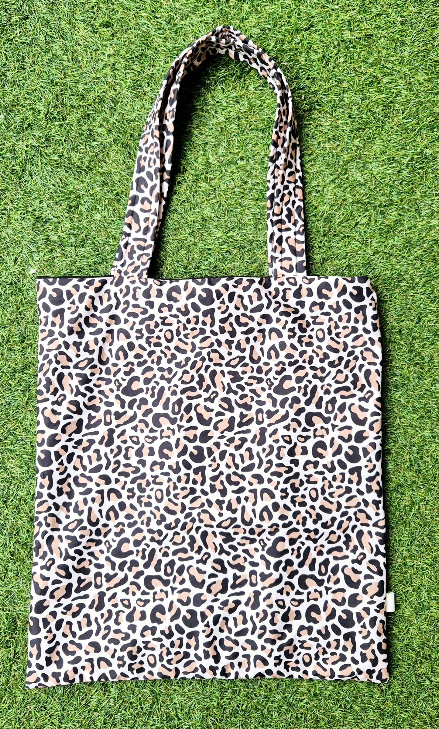 Brown/Beige Leopard Print Tote Bag - Large