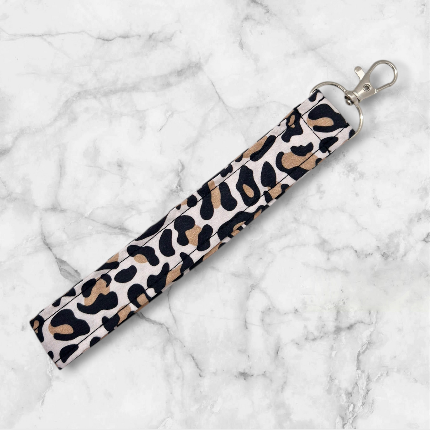 Handmade Wristlet Keychain - Leopard Print beige