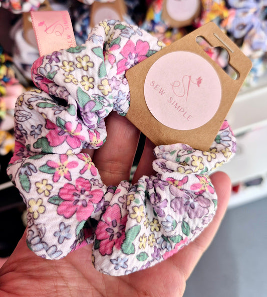 Flower Garden mini size hair scrunchie