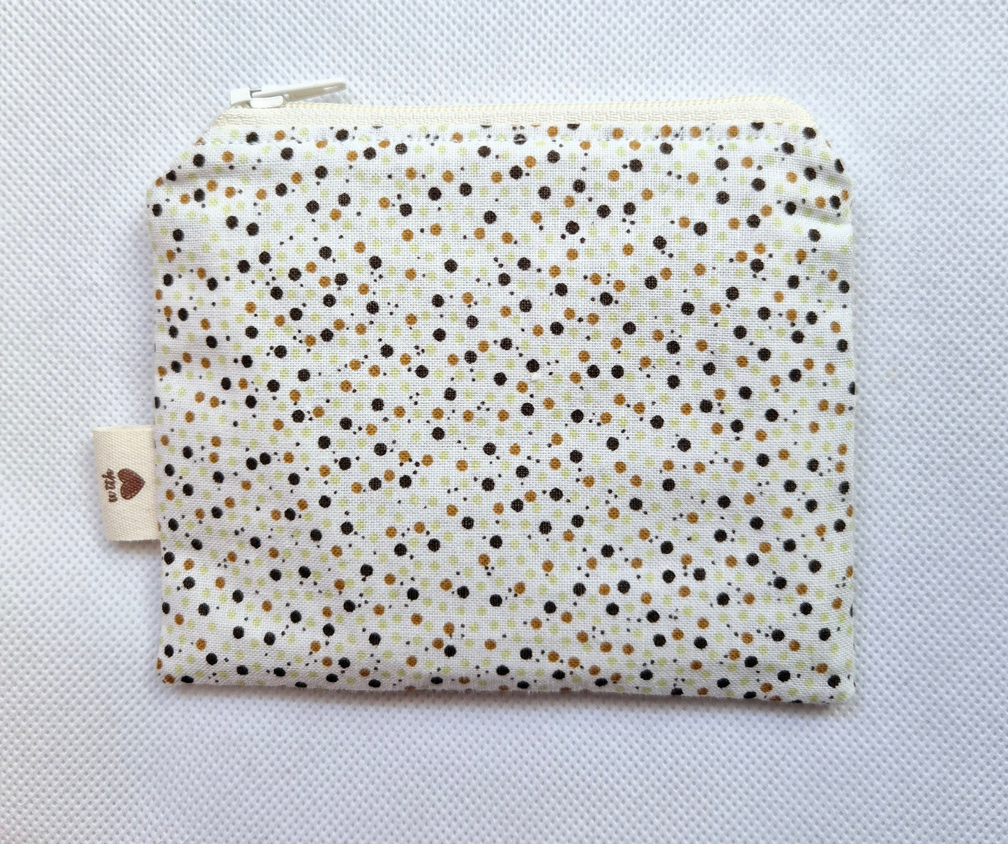 Cream/brown and beige polka dots coin purse