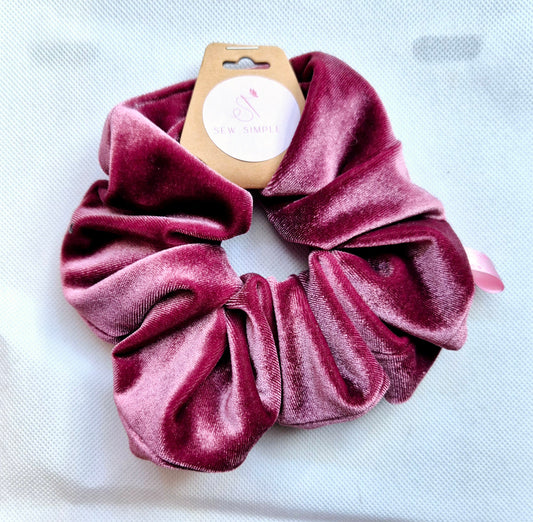 Velvet Dusky Pink hair scrunchie - Large size