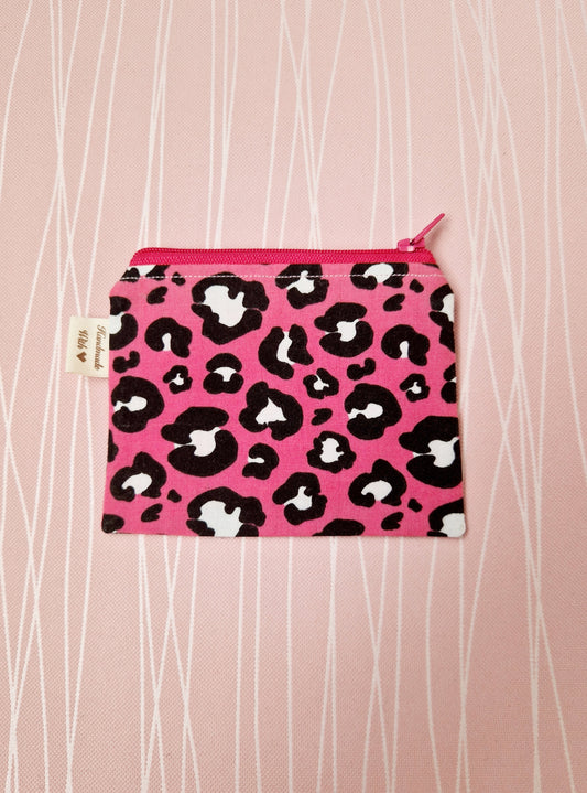 Pink leopard print coin purse